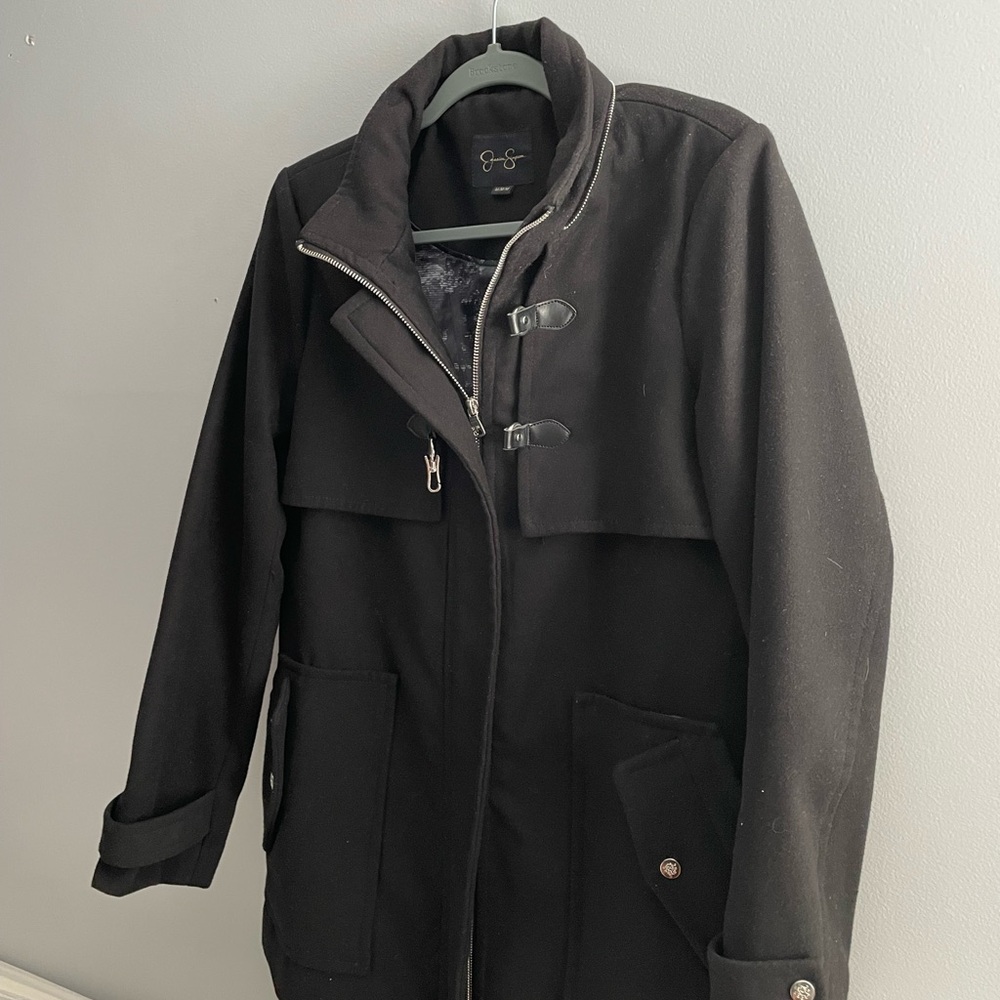 Women’s Black Coat with Toggle Closures